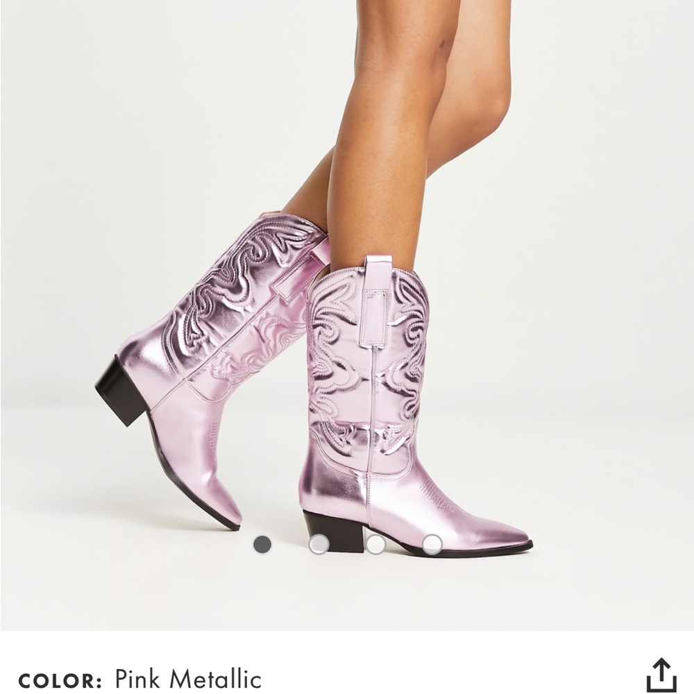 Glamorous pink metallic cowboy boots